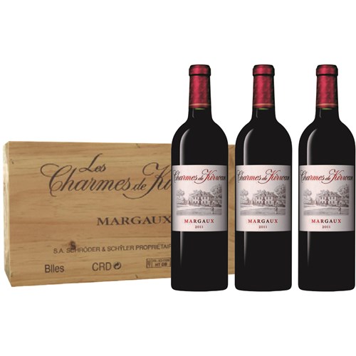 3 X Bottles of Charmes de Kirwan Margaux In A Branded Wooden Box